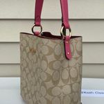 Coach KhakiPink Signature Town Small Bucket Bag Photo 4