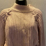 Sweet Rain Women’s Chunky Knit Sweater Side Lace-Up Details Blush Pink Medium Photo 9