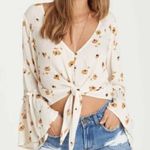 Billabong Cream Floral Print Lust Wind Bell Sleeve Blouse Photo 0
