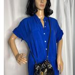 Retro style Sequin bucket bag in black and gold with pull closing inside lined Photo 3