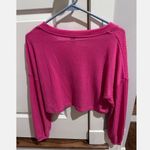 SheIn Sz S Hot Pink Long Sleeve Ribbed Knit Crop Top Photo 2