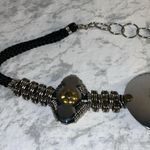 Vintage 1980 Artisan Art to Wear Belt Rope & Metal Mixed Metal Cinch Waist Black Photo 3