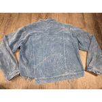 POL  Corduroy Distressed Large Jacket Frayed Crop Denim-Blue 100% cotton Photo 5
