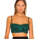 superdown  Zelia Bustier Crop Top Green Plaid Womens S Ruffle E-Girl Streetwear Photo 0