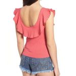 BP . Ruffle Rib Knit Tank Pink Coral Ruffle Size Large Sz L New Without Tag Photo 1
