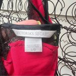 Victoria's Secret Victoria’s Secret red slinky satin slip neglige cami with black lace trim LARGE Photo 4