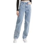 PacSun 90s Butterfly Patch Light Wash Blue High Rise Straight Leg Jeans size 27 Photo 1