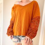 Anthropologie Annette Floral Sleeve Oversized Thermal Top Photo 1