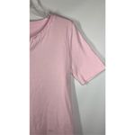 Talbots  Women's Solid Cotton Split Neck Short Sleeve T-Shirt Pink Size Medium Photo 3