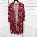 LuLaRoe  Sarah Cardigan Duster Aztec Geometric Print Red Small Photo 7