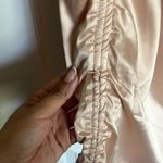 NWT LEAU Satin Champagne Drawstring Mini Dress Gold Size XXL Photo 3