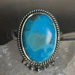 Gorgeous genuine Mohave Turquoise and solid SS925 size 7 ring Blue Photo 1
