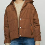 Maje Gueli Caramel Hooded Puffer Jacket Quilted Coat Photo 0