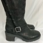 Lucky Brand  Black Riding Boots Scoty Round Toe Stacked Heel Leather Sz 9.5 M Photo 6