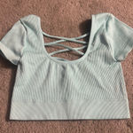 Aerie  Light Blue Crisscross Back Cropped Top Photo 0