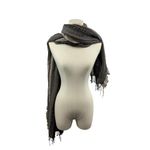 Coldwater Creek Ruffled Gray & Beige Knit Scarf With Fringe Photo 3