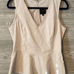 Alex Marie  medium peplum‎ top tan pinstripe excellent condition Photo 0