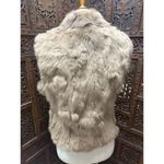 Twenty Twenty Vtg Rabbit Fur Leather Trim Vest Full Zip Taupe Tan Boho Festival Brown Size M Photo 3