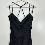 La Femme  Cross Back Satin Jersey Trumpet Gown in Black Size US 12 Photo 6