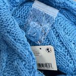 Free People NEW  Isla Cable Knit Oversized Sweater, Marine Blue Size L Photo 7