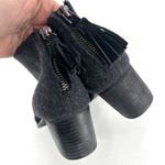 Toms ‎ Leila Wool Felt Ankle Booties Size 7.5 Boots Leather Suede Black & Gray Photo 5