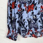Kobi Halperin Blue Red Floral Print Blouse Womens S Boho Flowy Shirt Sheer Photo 5
