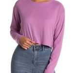 Abound  Lilac Cropped Rib Knit Shirt long sleeve top Photo 0