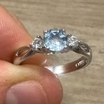 EUC Ring Set Yellow & Blue Stone 925 Sterling Silver Size 7 & 8 Photo 2