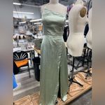 Stretch Satin Column One Shoulder Sleeveless Bridesmaid Dress 8 Green Photo 3