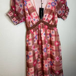 dELiA*s Pink and Brown Floral Plaid Mini Dress Size XS Photo 0