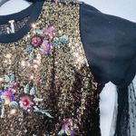 Free People NEW  Life Of The Party Twofer Sequin T-Shirt Top Lace Black Size XS Photo 10