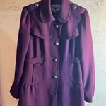 Rich Purple Structured Trench Coat with Military Design and Wide Lapel Size L Photo 0