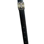 Vintage 90s Black Regal Western Faux Crocodile Reversible Etched Metal Belt Photo 9