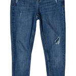 ZARA  Blue Medium‎ Wash Denim Distressed Raw Cut Hem Skinny Jeans 2 Photo 0