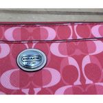 Coach Peyton Wristlet Signature coral Pink Silver Hardware Wallet handbag READ Photo 1