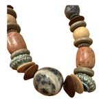 Vintage Bead Metal Necklace Bobo Chunky Hook Closure Clasp Brown Earth Tone Photo 1