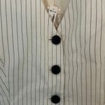 Madewell  Women's V-Neck Linen Blend Cutaway Vest Ivory Black Pinstripe 12 New Photo 2