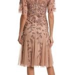 Adrianna Papell  Dress woman beaded midi tulle rose gold formal ceremony Sz 8 Photo 12