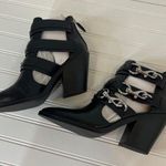 Rebecca Minkoff NWT  Black Leather Seavie Cutout Dog Clip Bootie Strappy Heel 9.5 Photo 2