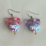 Colorful Heart Drop bow Earrings Pink Photo 2