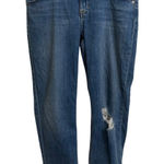 Hudson Jeans  Womens 32 Blue Bacara Straight Leg Crop Cuffed Distressed Knee Photo 0