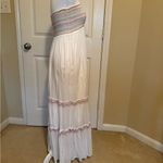 Old Navy  Chic Strapless White Dress with Pink and Blue Details and Lined Bottom Photo 4