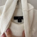 J.Crew Sz M Pearl‎ Ruffle Front Cable Knit Turtleneck Wool Stretch Sweater Top White Size M Photo 2