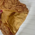 In The Style NWT Exclusive Gold Sequin Ruched Holiday Off Shoulder Mini Dress 12 Photo 6