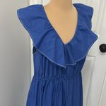 Summersalt  Coastal Poplin Ruffle Neck Midi/Maxi Dress Blue Photo 5