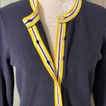 Talbots Textured Knit Cardigan Navy Pearl Button Contrast Trim Size Small Photo 7