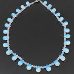 Opalite Teardrop Top Drilled Beaded 18” Necklace W/ Sterling Silver Clasp 32g. White Photo 2