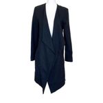 Alpha60 Drape Front Wool Blend Tie Front Jacket Black Fleck Mid Length Size XS Photo 7