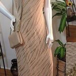 New! Tiger Pattern Open back maxi w/side slit Tan Size L Photo 0
