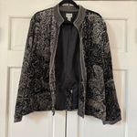 Chico's Size 3 Elegant Black Gray Velvet Burnout Paisley Blazer Jacket Size XL Photo 0